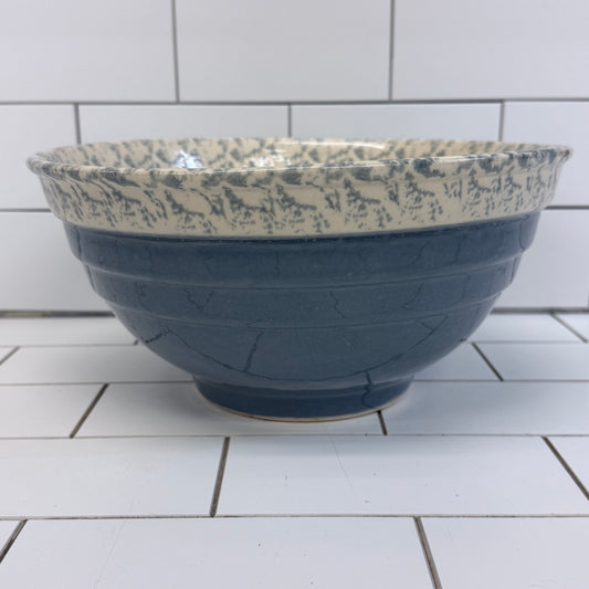Hartstone Blue Stoneware Mixing Bowl USA 1990s