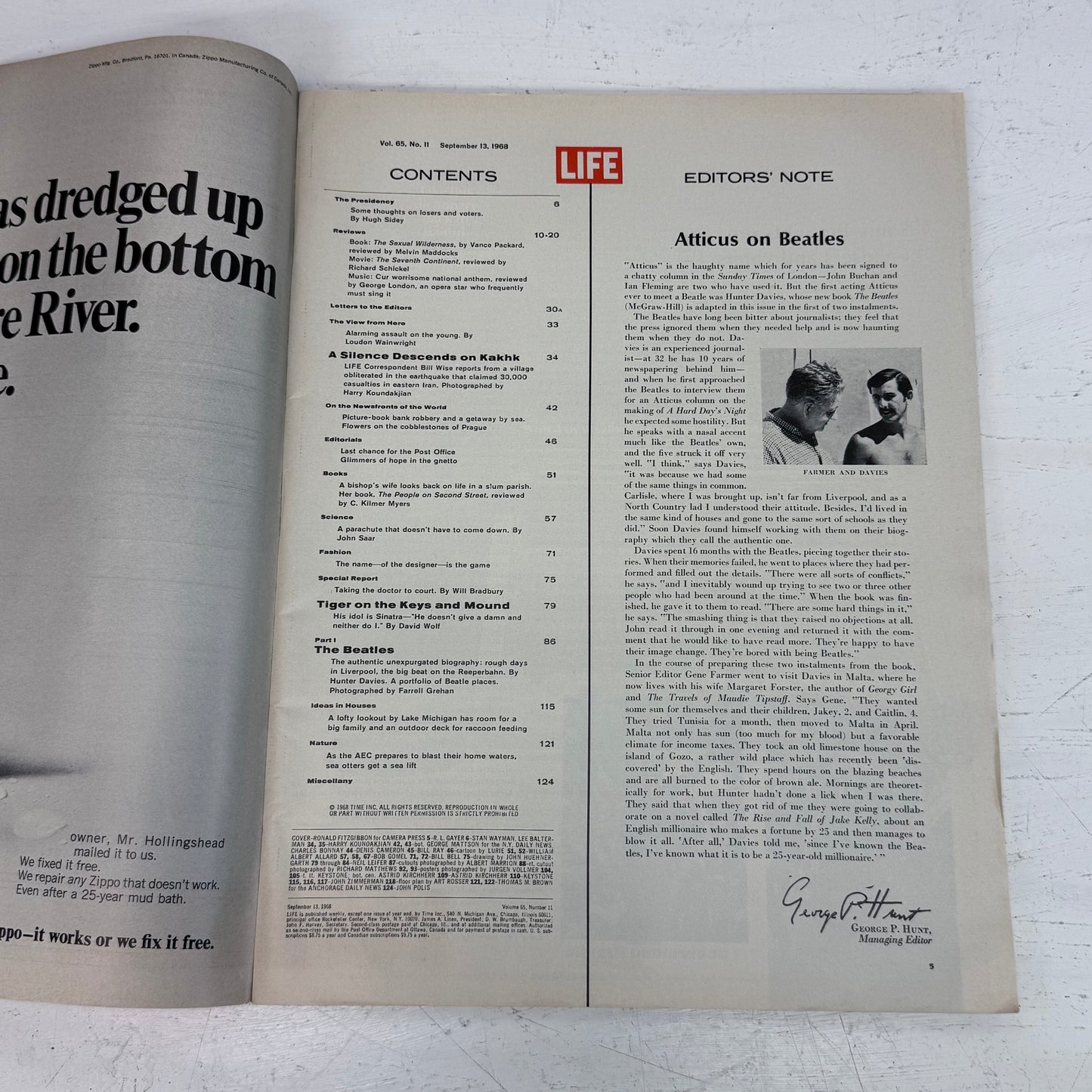 Life Magazine, Volume 65 No. 11, September 1968