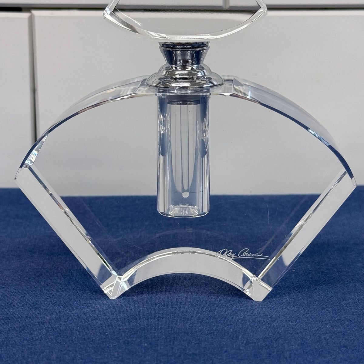 Oleg Cassini Fan Crystal Perfume Bottle Signed