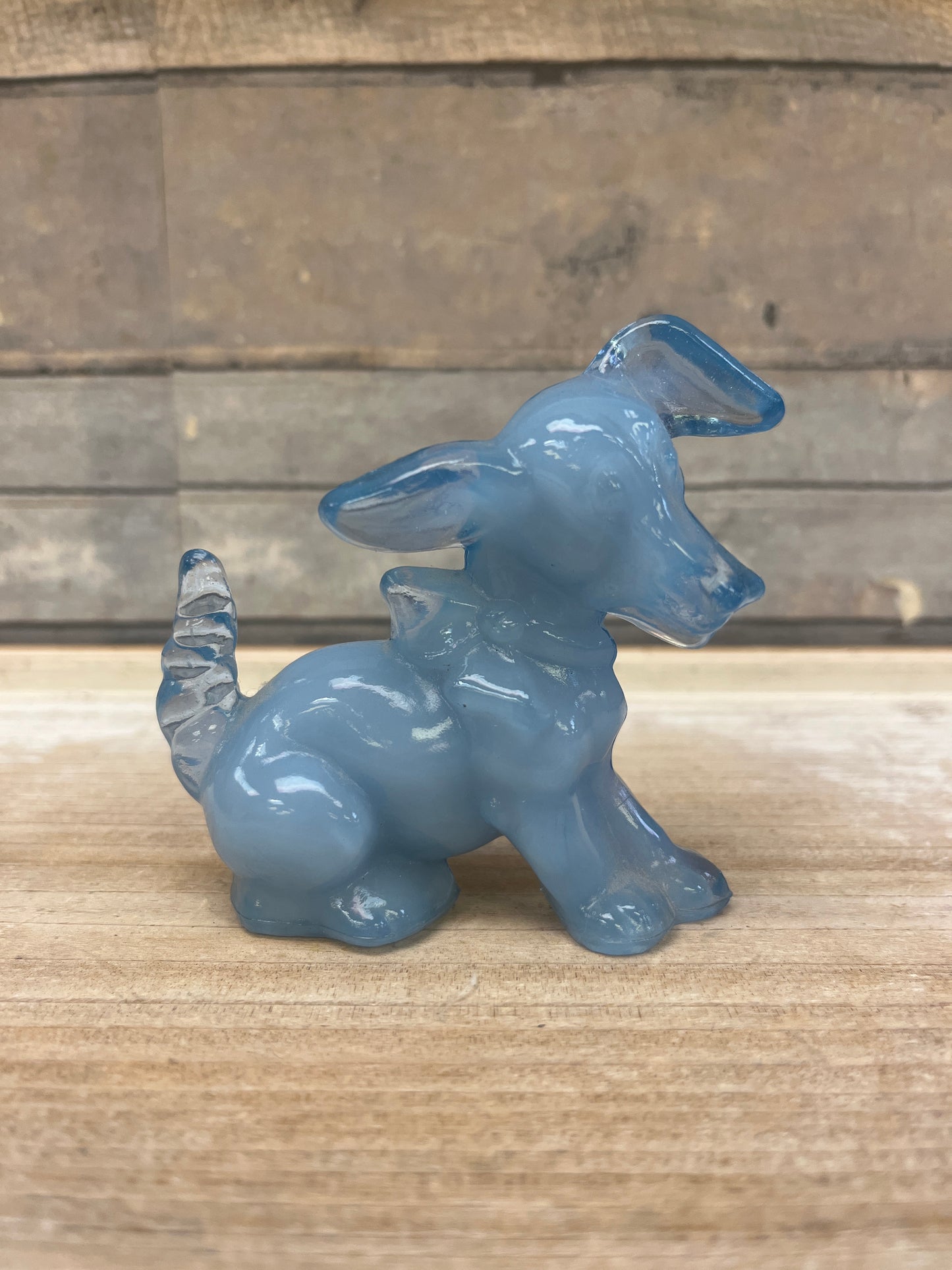 Vintage Boyd Blue Slag Glass Puppy Figurine