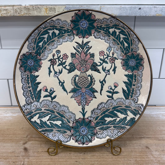 Chinoiserie Embossed Floral Plate Decorative Dish
