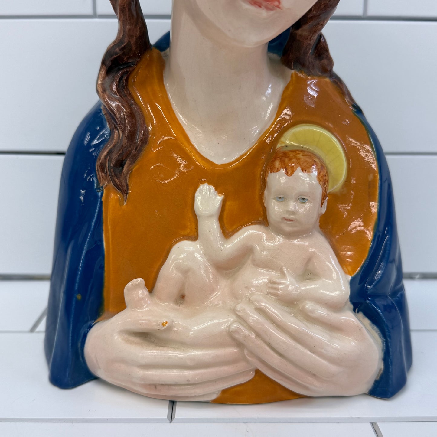 Virgin Mary and Jesus Figurine, Porcelain