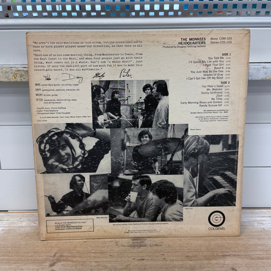 The Monkees Headquarters Vinyl LP 1967 Colgems #COM-103