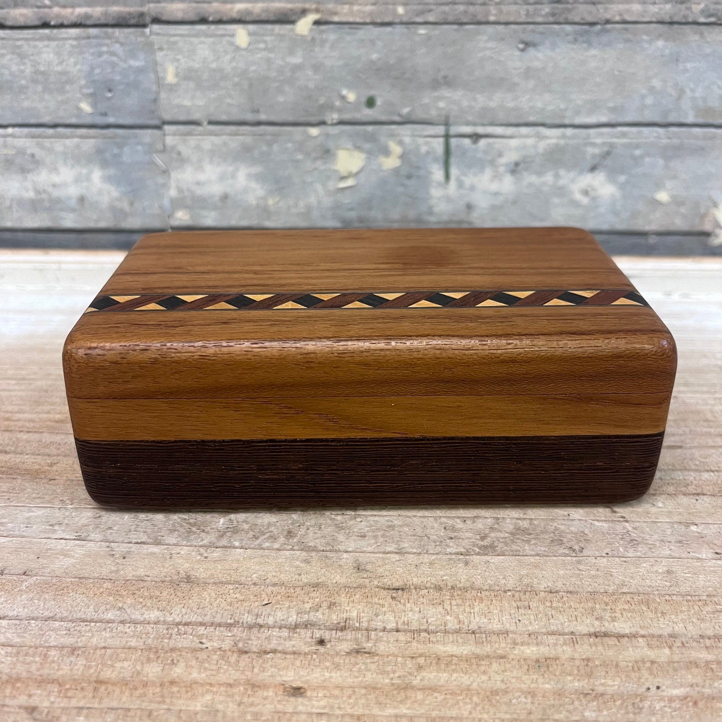Wood Marquetry Slide Box, Handcrafted
