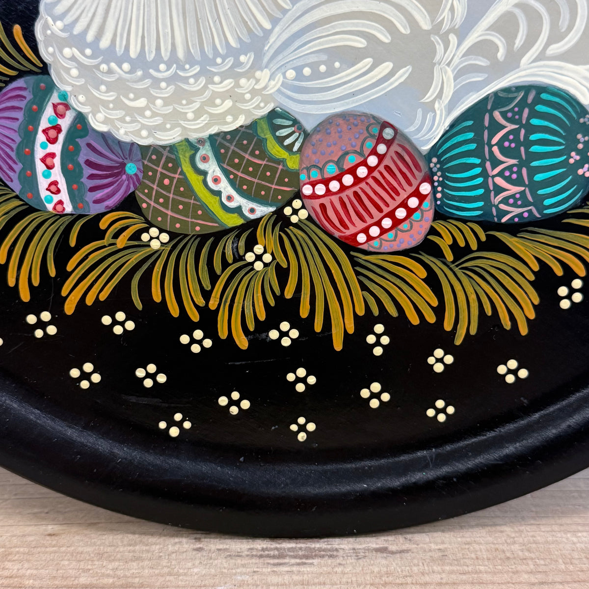 Folk Art Goose Hand-Painted Wooden Tray