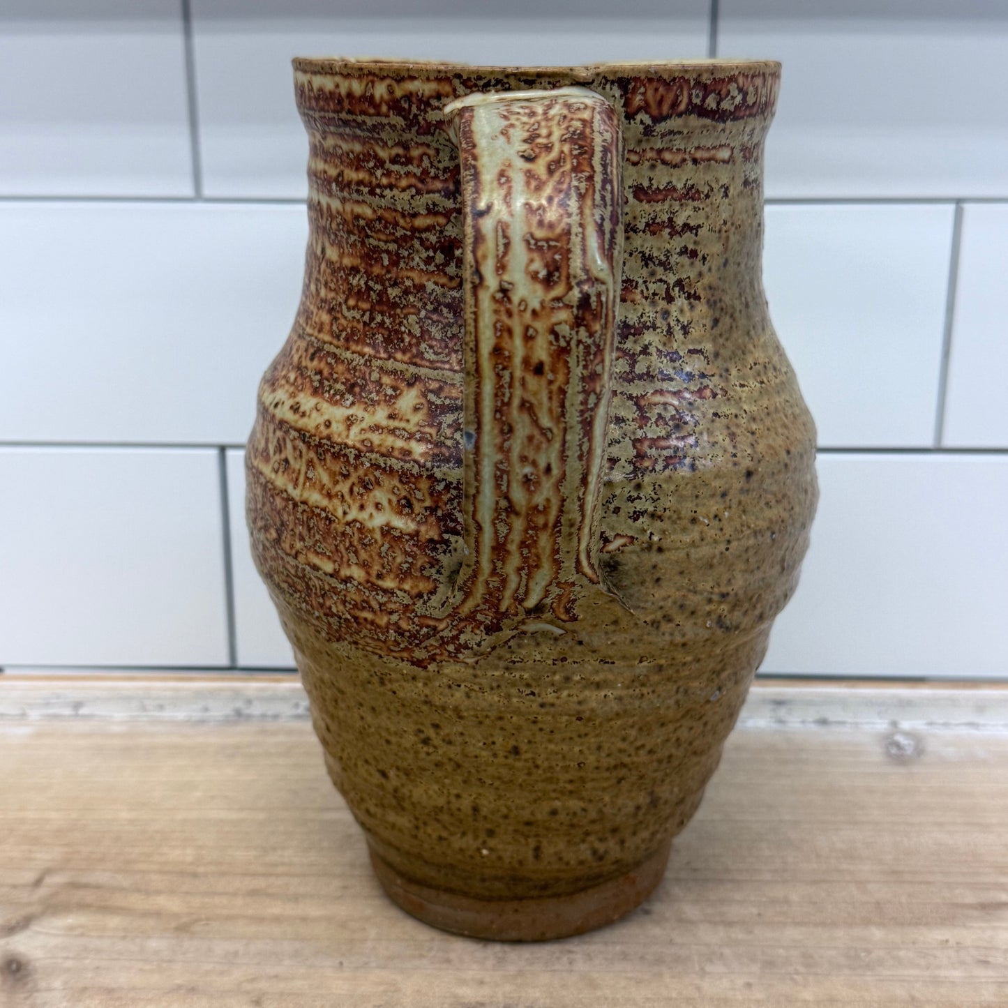 Studio Pottery Stoneware Pitcher Rustic Drip Glaze