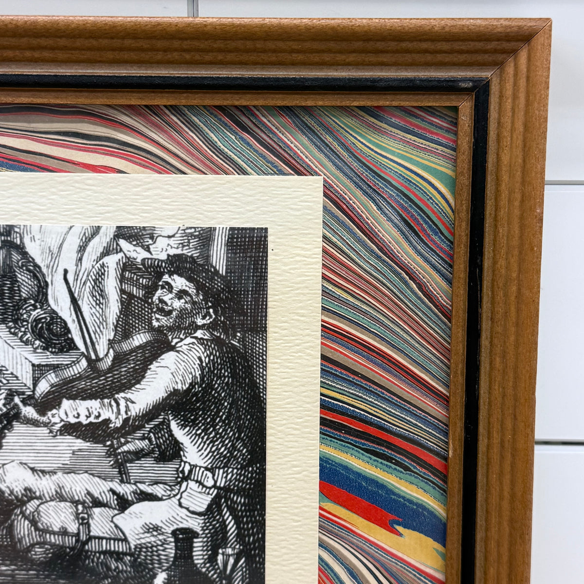 Tavern Fiddler Print with Marbled Paper Mat