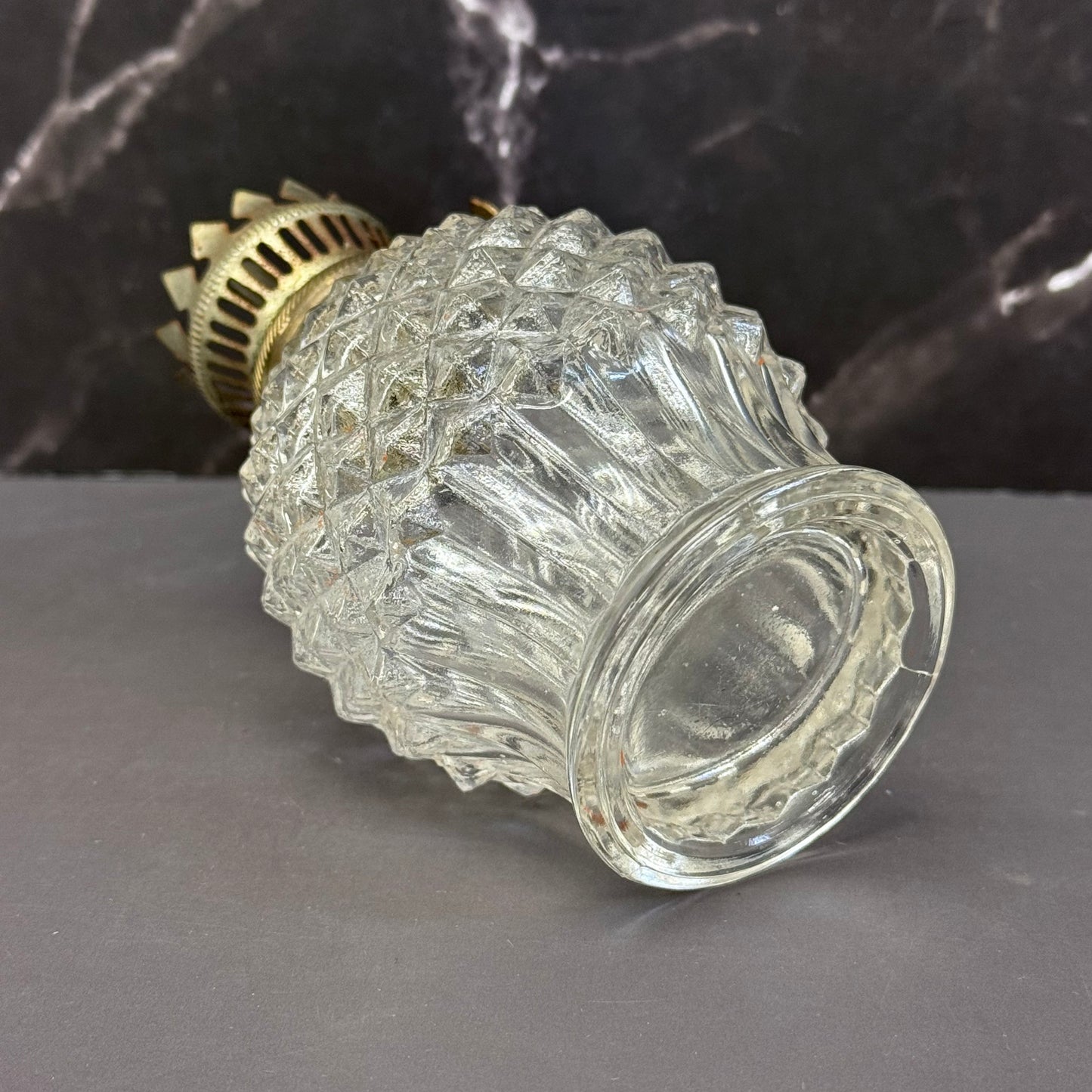 Petite Oil Lamp, Diamond Cut Glass