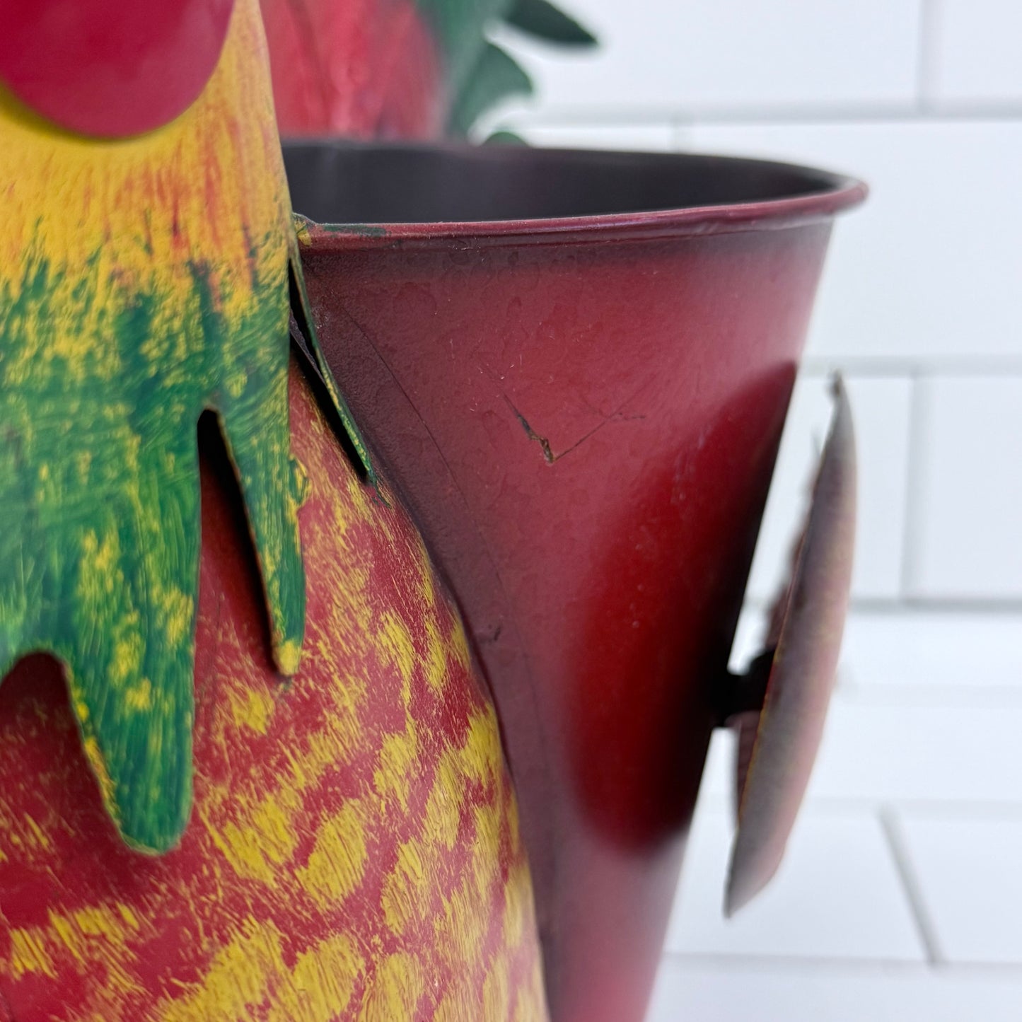Metal Rooster Planter Pot Farmhouse Decor