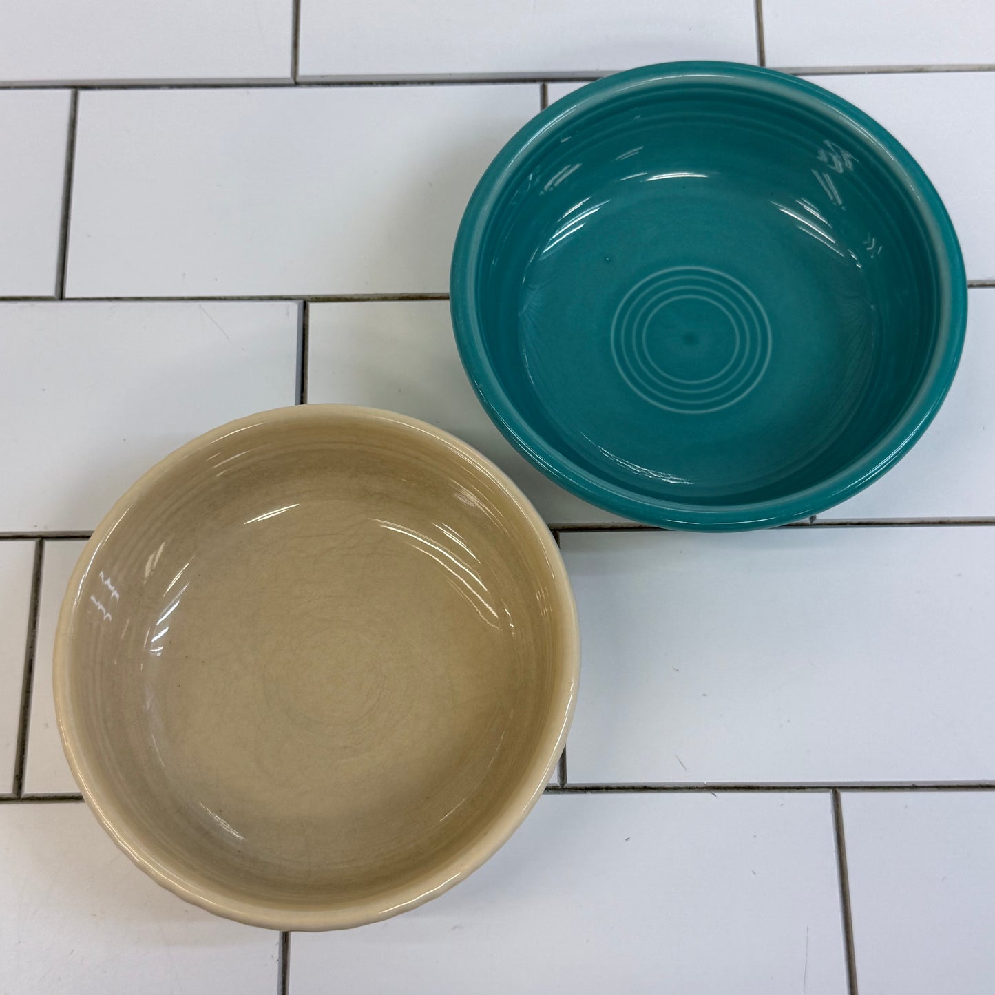Fiesta Ivory & Turquoise Bowls Set of 2 HLC USA