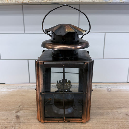 Maritime Style Oil Lantern Copper & Glass