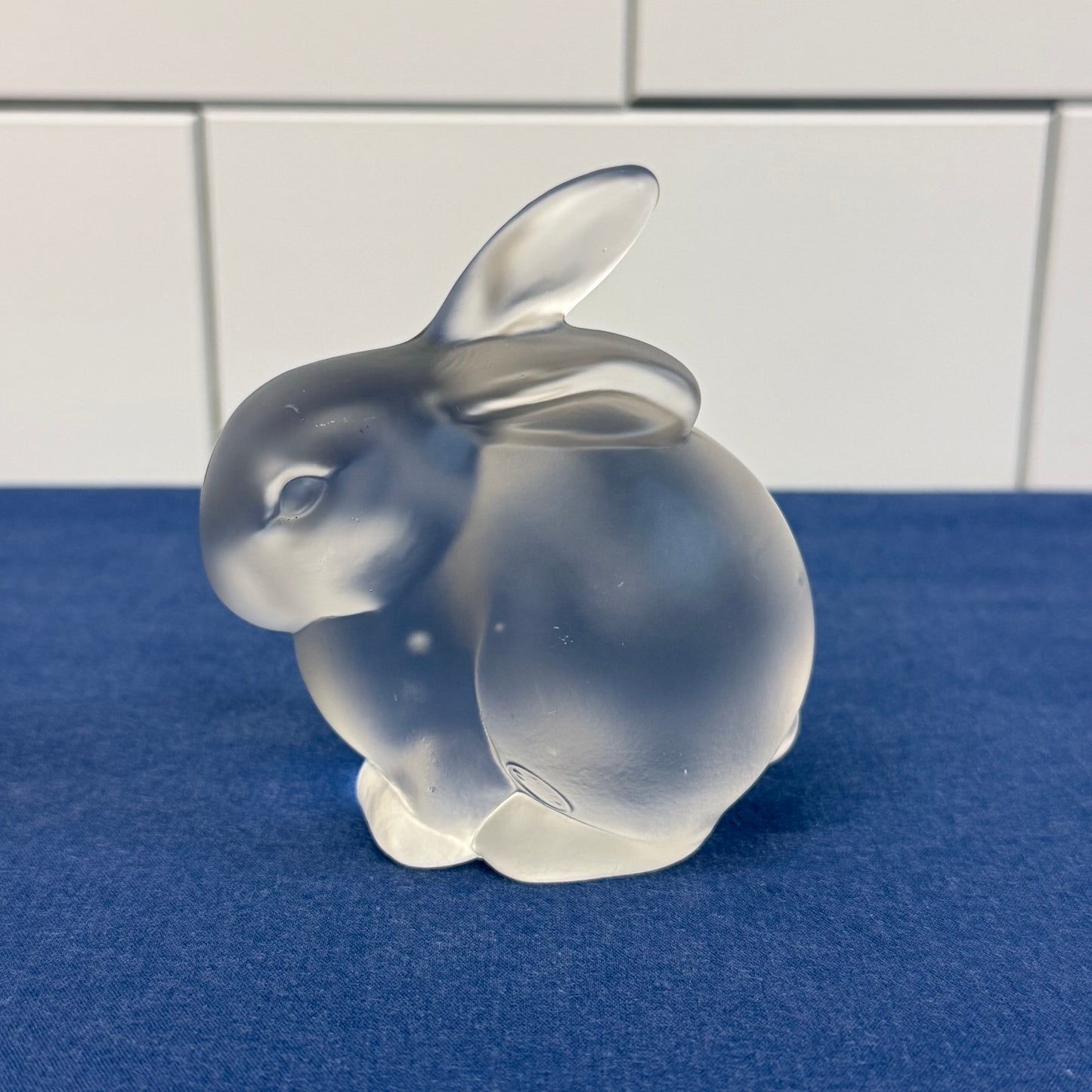 Fenton Satin Glass Rabbit Paperweight Figurine USA Vintage 1980s