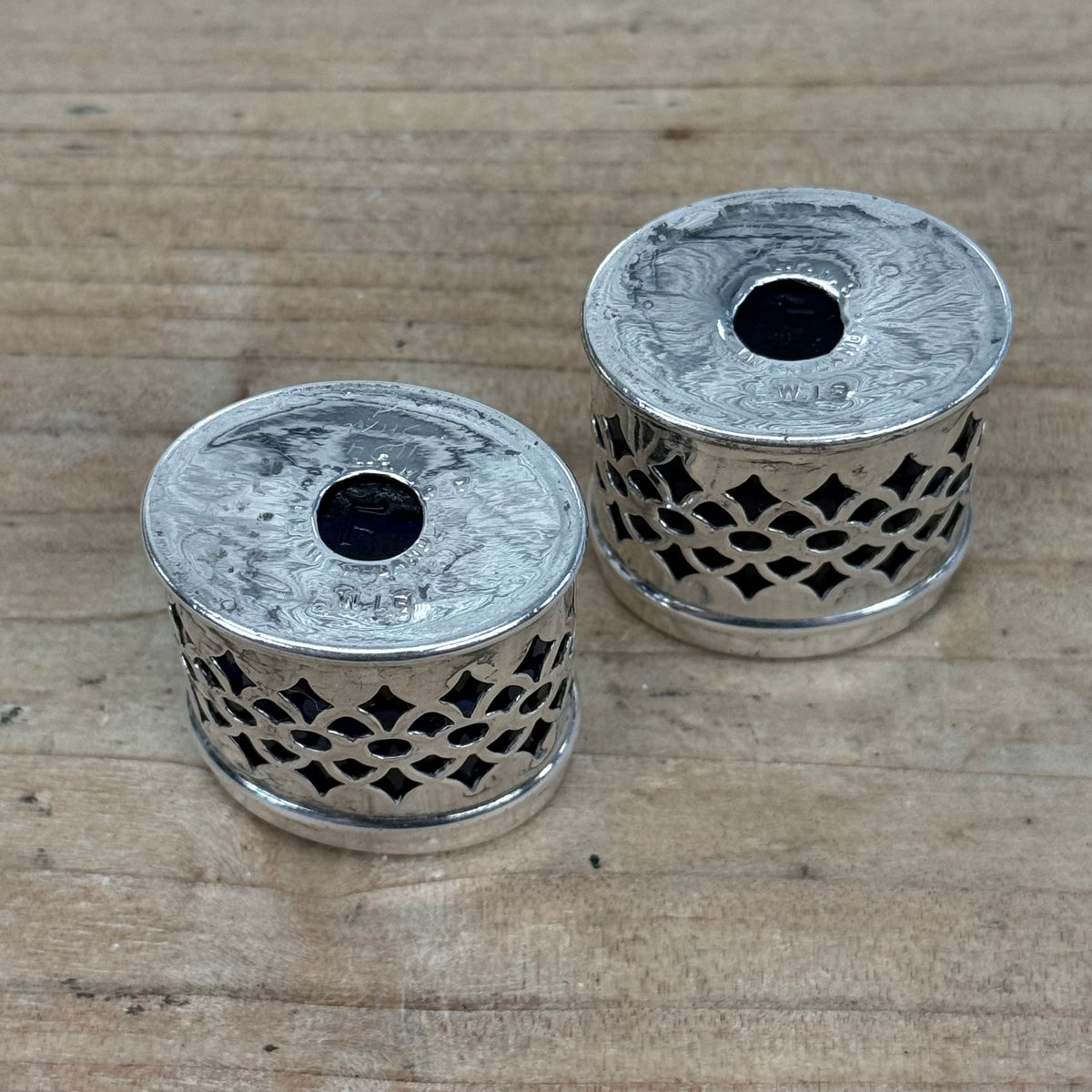 LWL Co EPNS Cobalt Glass Salt Pepper Shakers Set