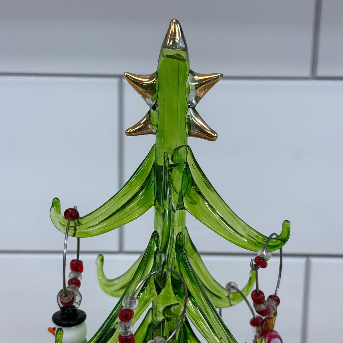 LS Arts Glass Christmas Tree Wine Charm Holder