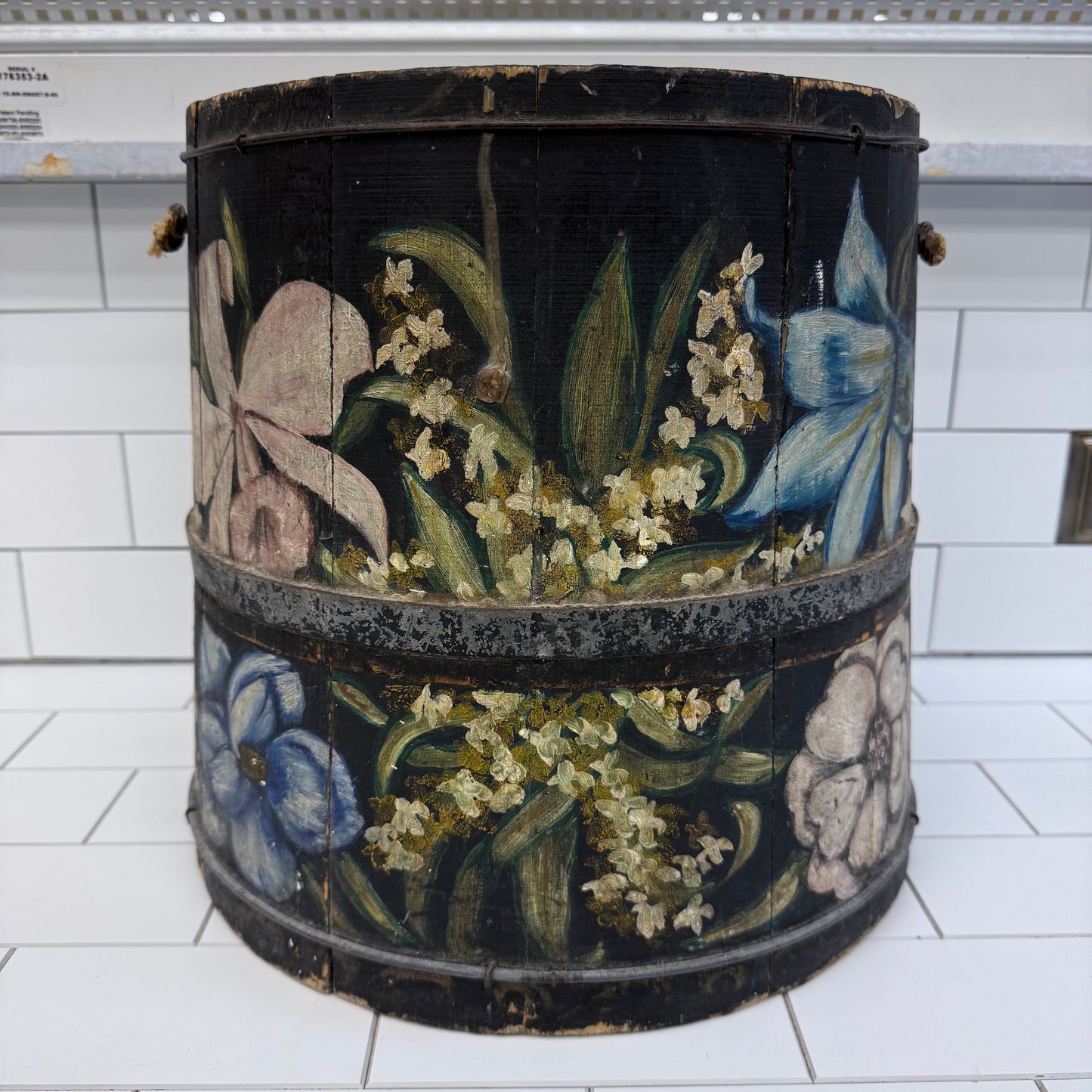 Decorative Bucket, Hand Painted Floral