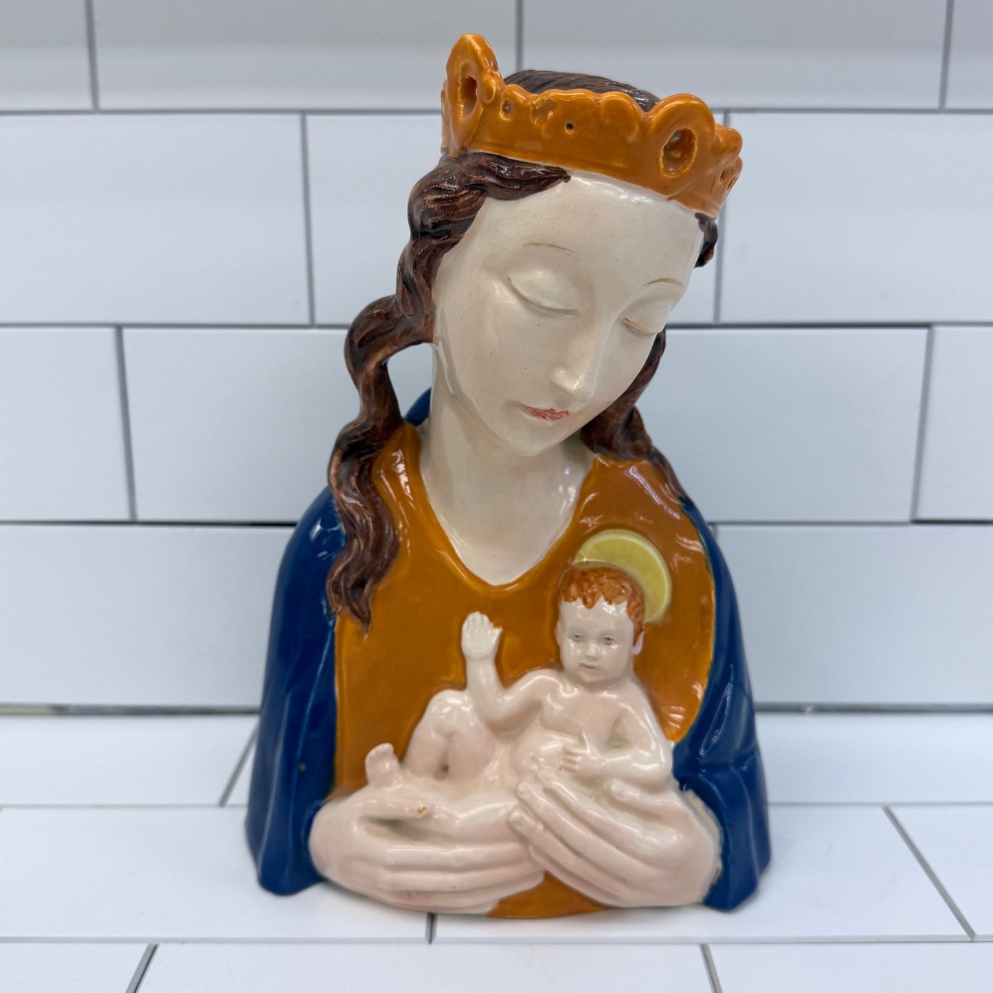 Virgin Mary and Jesus Figurine, Porcelain