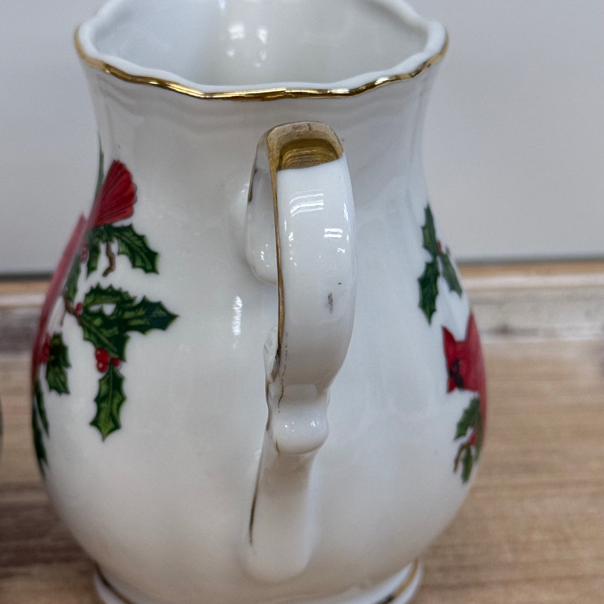 Lefton Cardinal Holly Creamer & Sugar Bowl Christmas