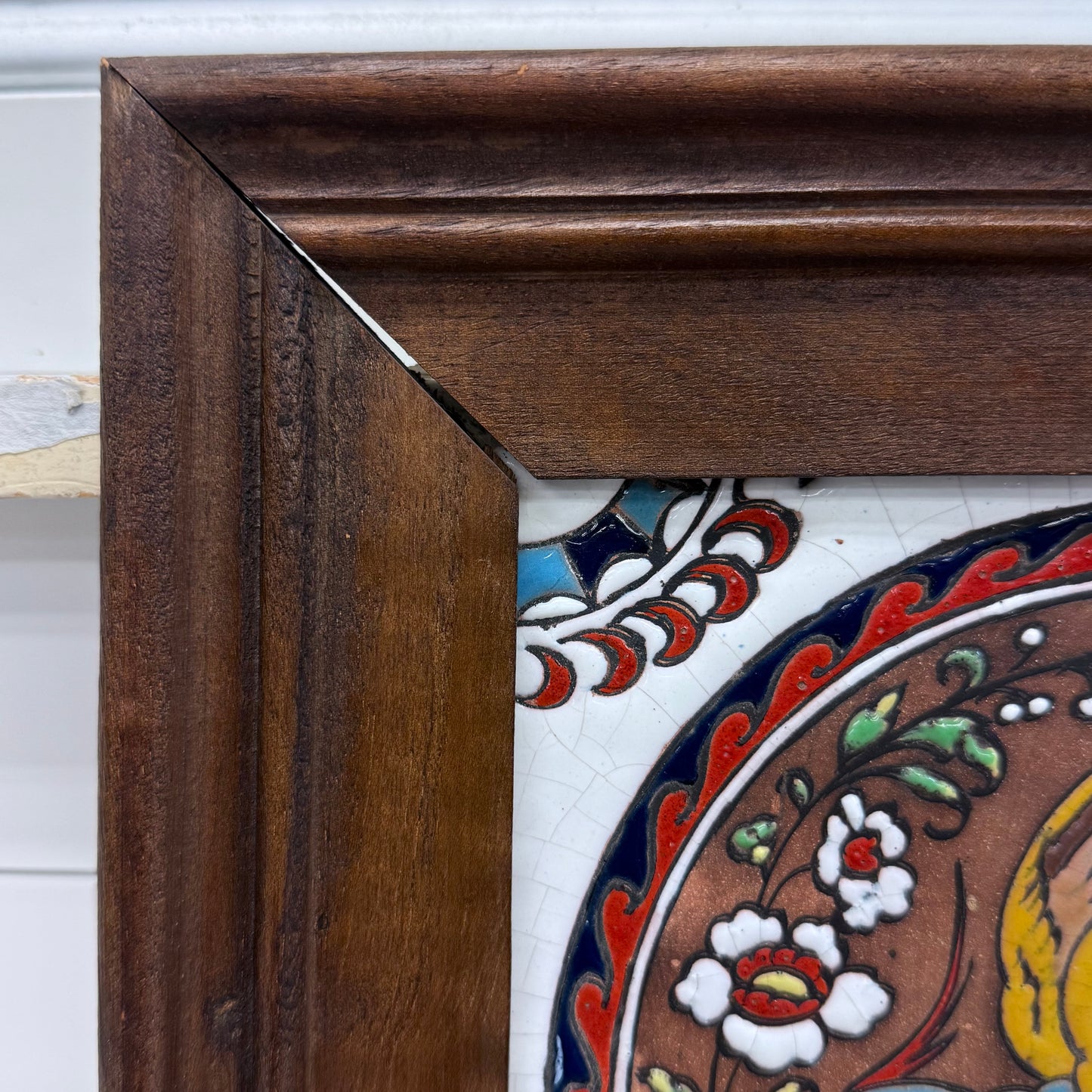 Ceramiberica Spain Framed Bird Tile, Glazed Terracotta