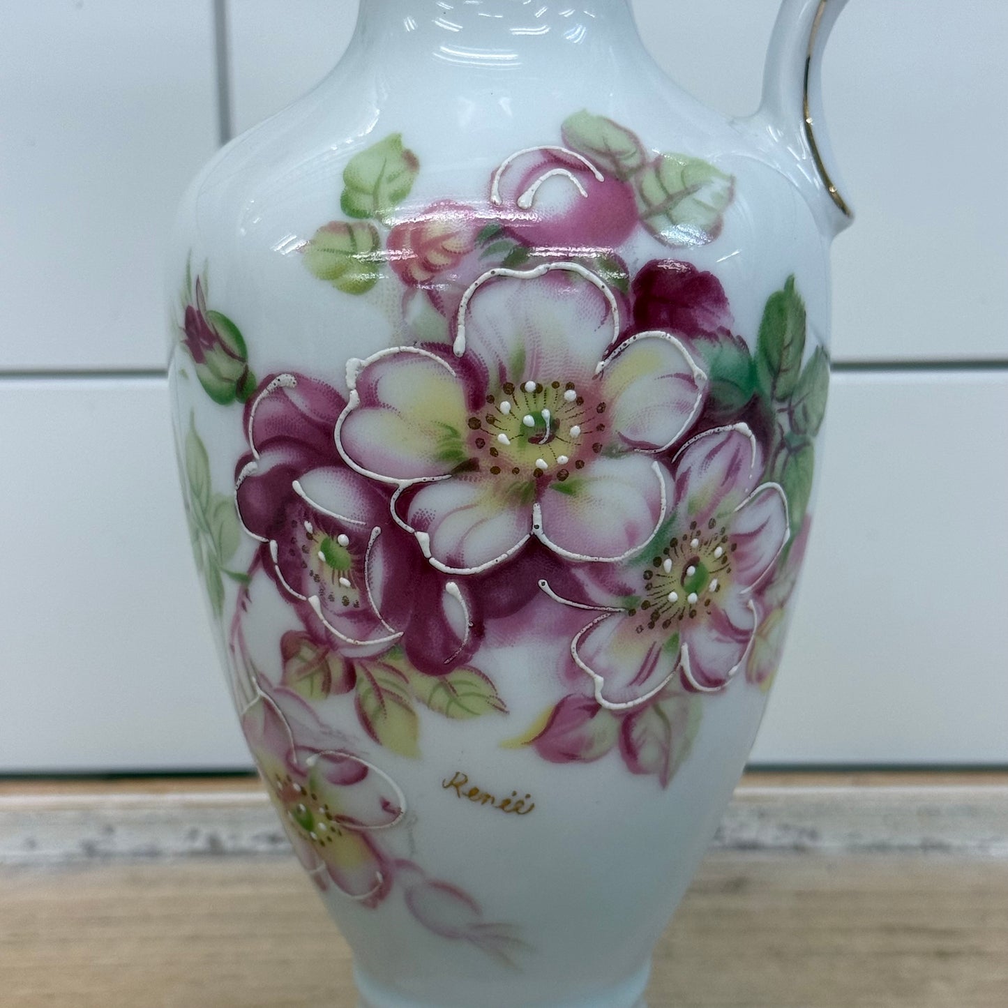 Arnart Creations Floral Gilded Porcelain Pitcher 1950s