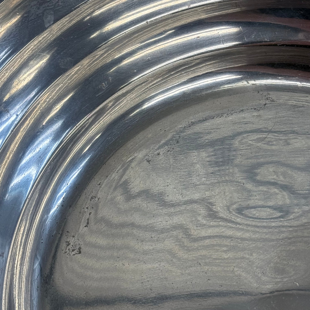 Ribbed Metal Bowl Large Centerpiece 18”