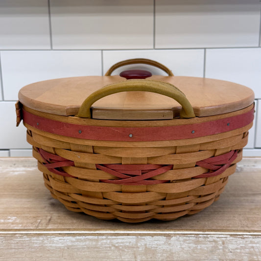 Longaberger Popcorn Basket Signed with Lid & Divider