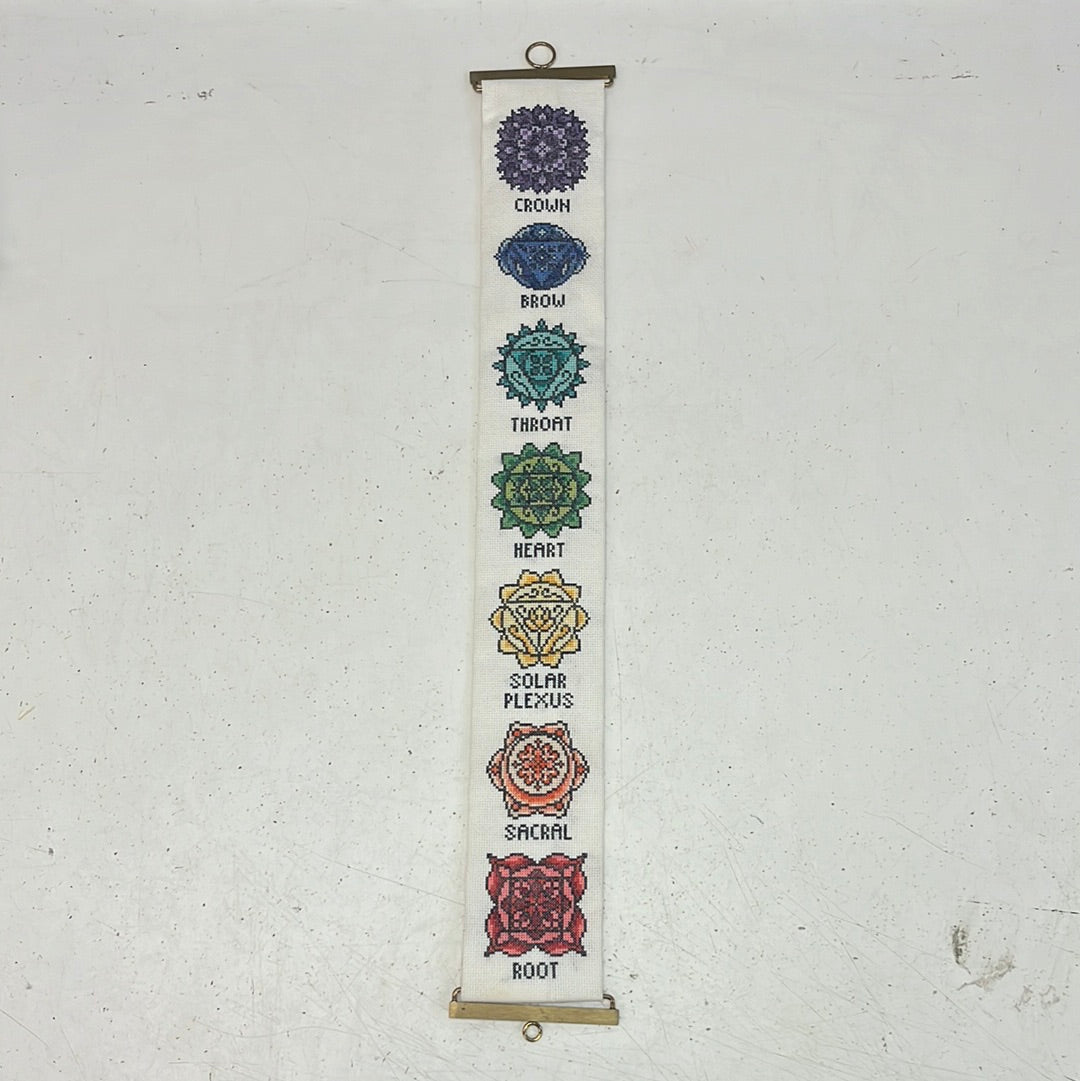 Chakra Cross Stitch Wall Hanging 24”