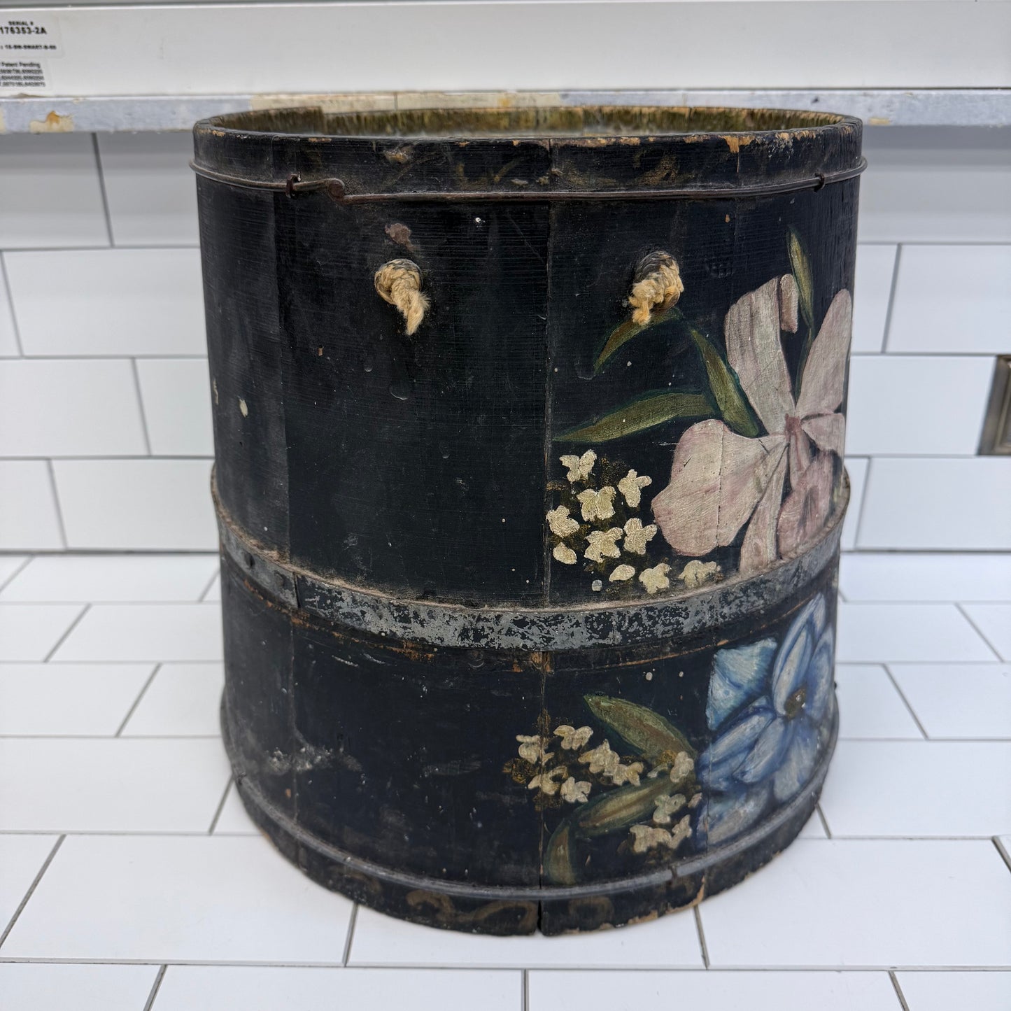 Decorative Bucket, Hand Painted Floral