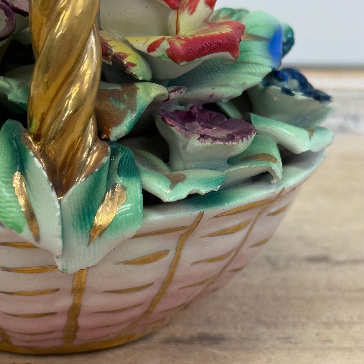 Italian Applied Porcelain Flower Basket Capodimonte Style
1960s