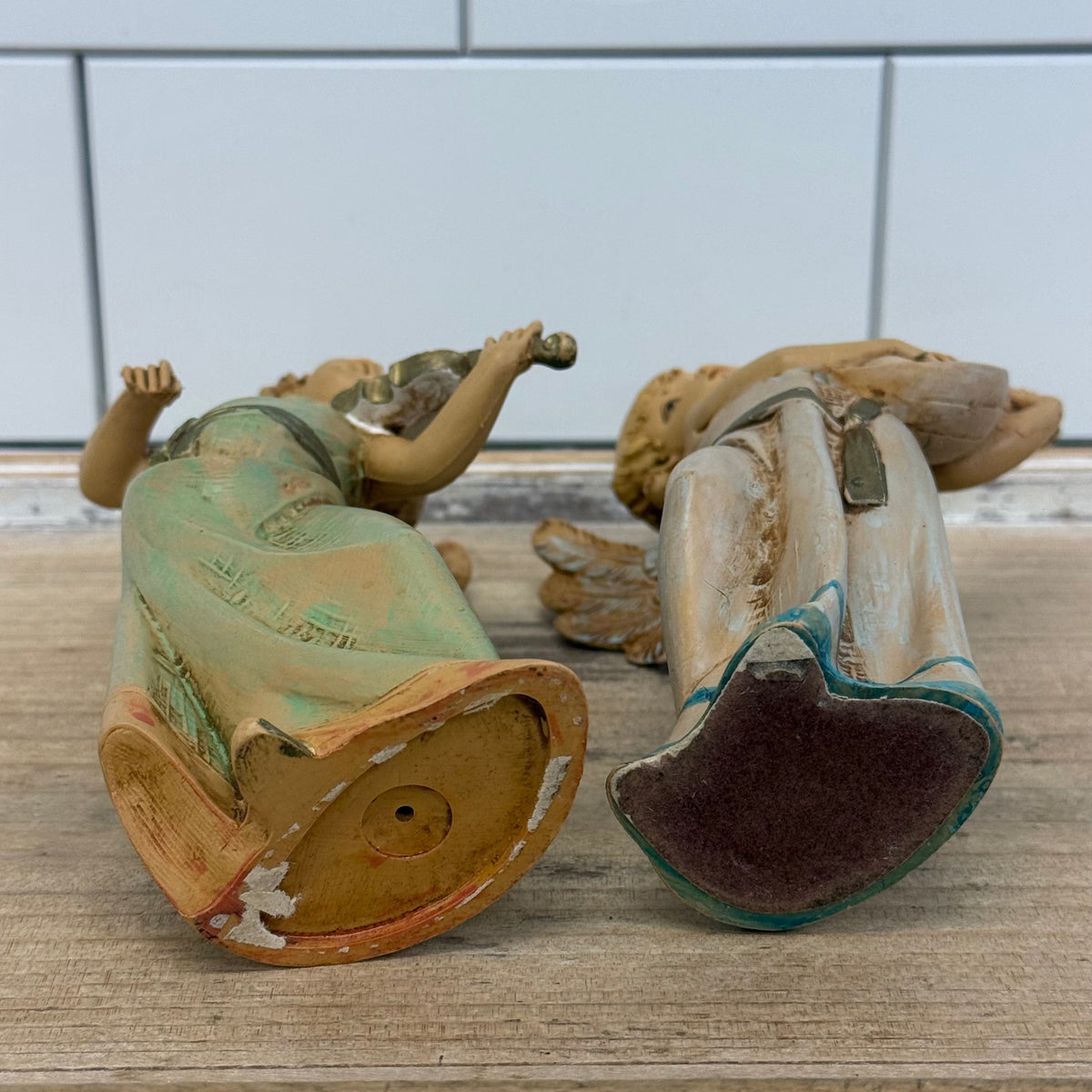 Depose Italy Angel Musician Figurine Pair