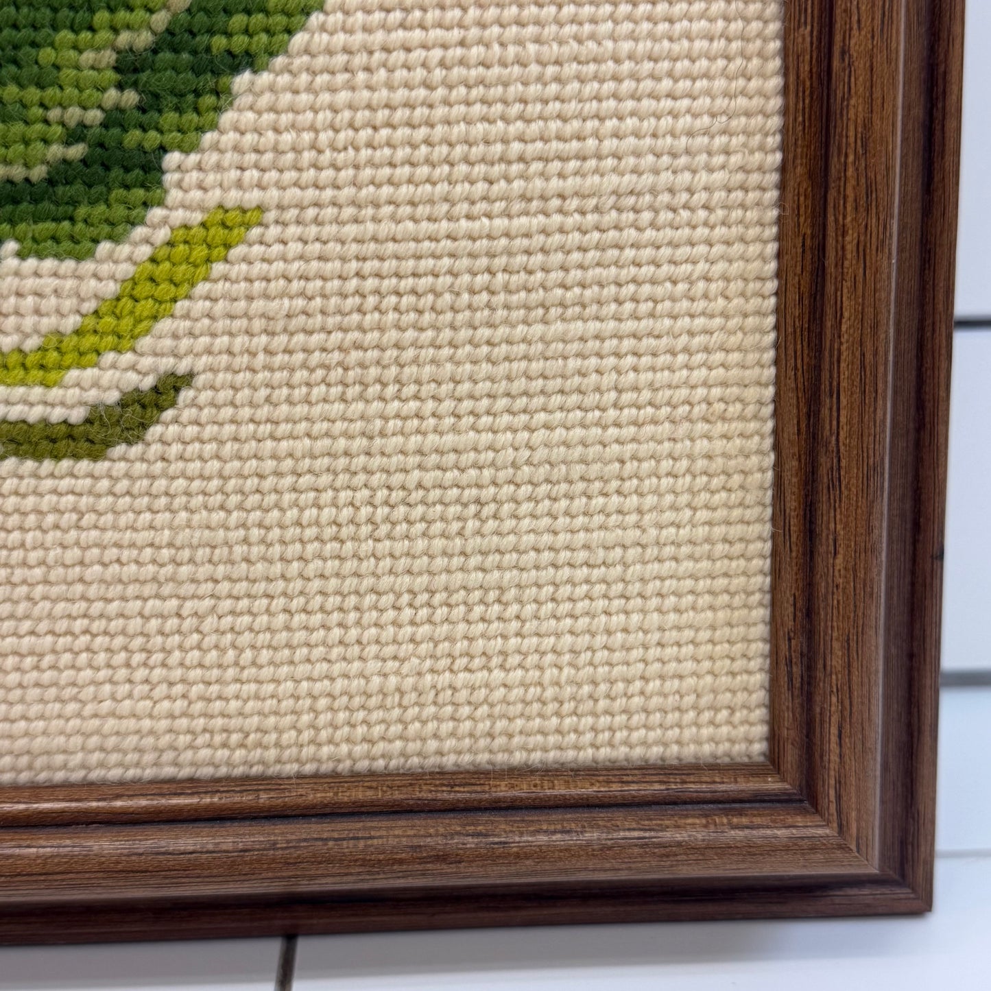 Cherries & Flowers Framed Embroidery Art Vintage 1970s