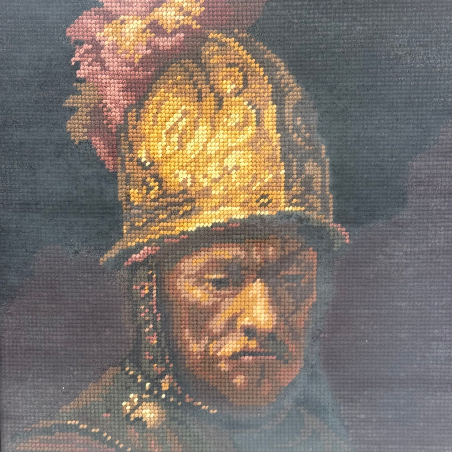 The Man with the Golden Helmet Framed Needlepoint Art 1977