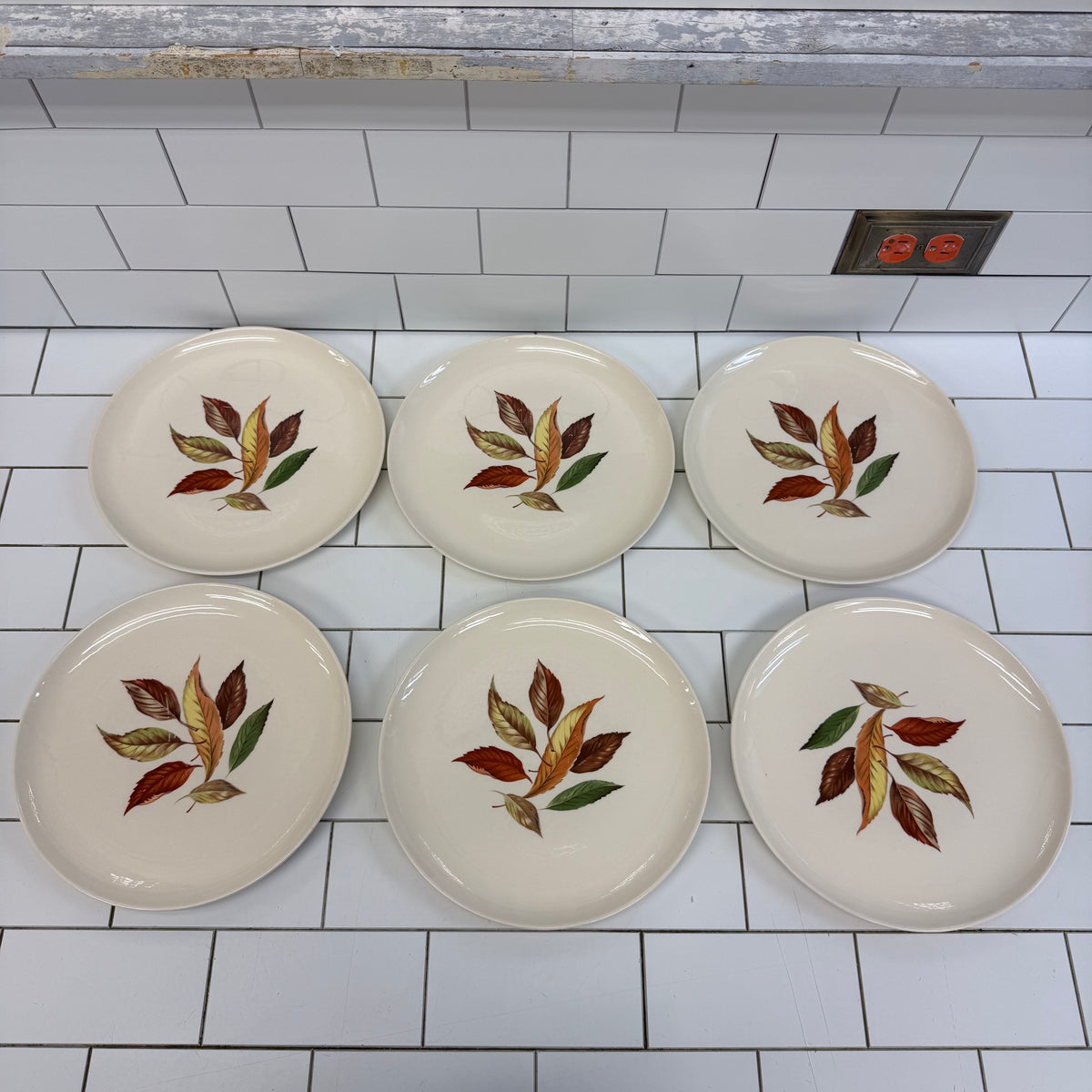 Vintage Autumn Leaf Plate Set of 8