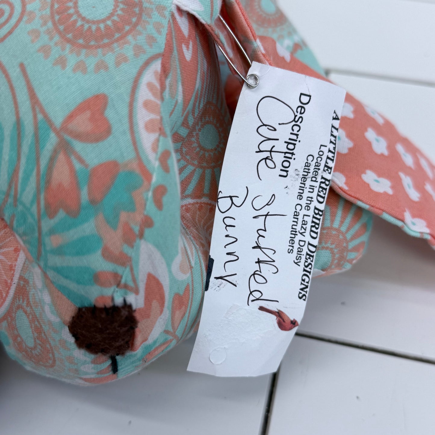 Handmade Floral Bunny Stuffed Animal by A Little Red Bird