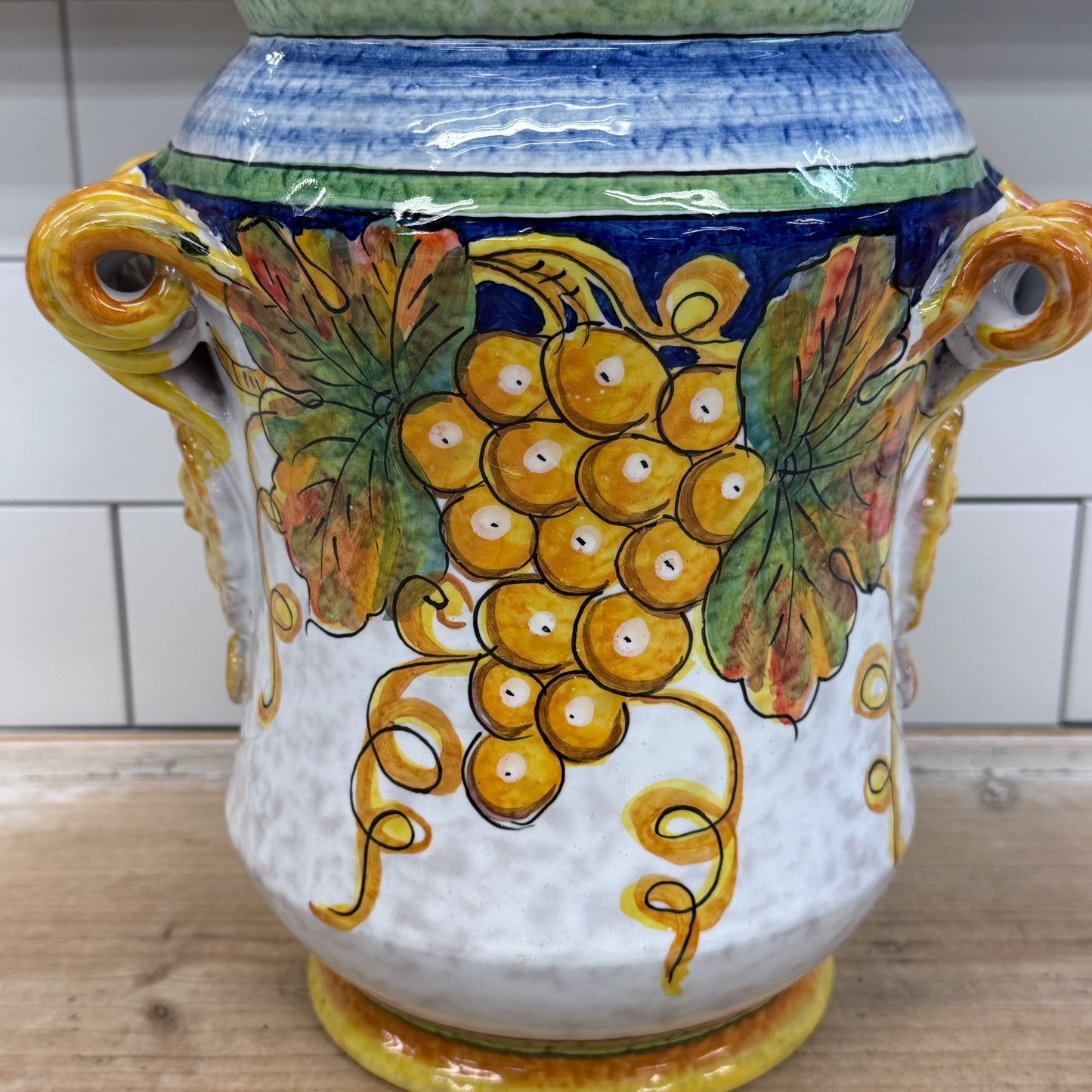 Orvieto Italian Lidded Canister Hand Painted Ceramic