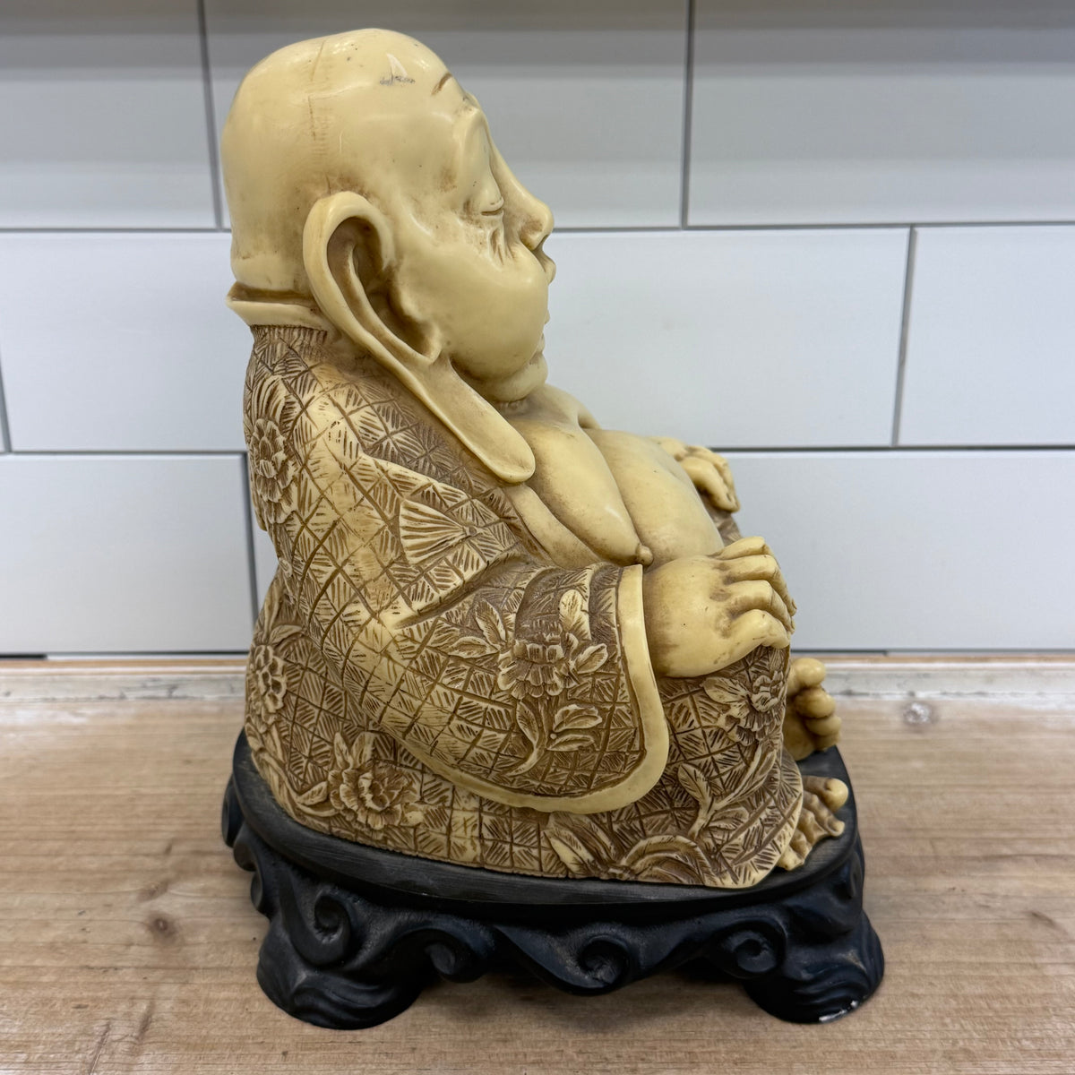 Laughing Buddha Resin Composite Statue Heavy Base