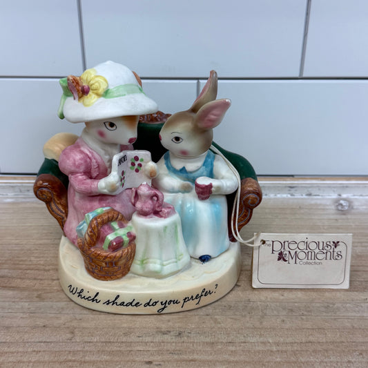 Avon Precious Moments Rabbit Teatime Figurine 1980