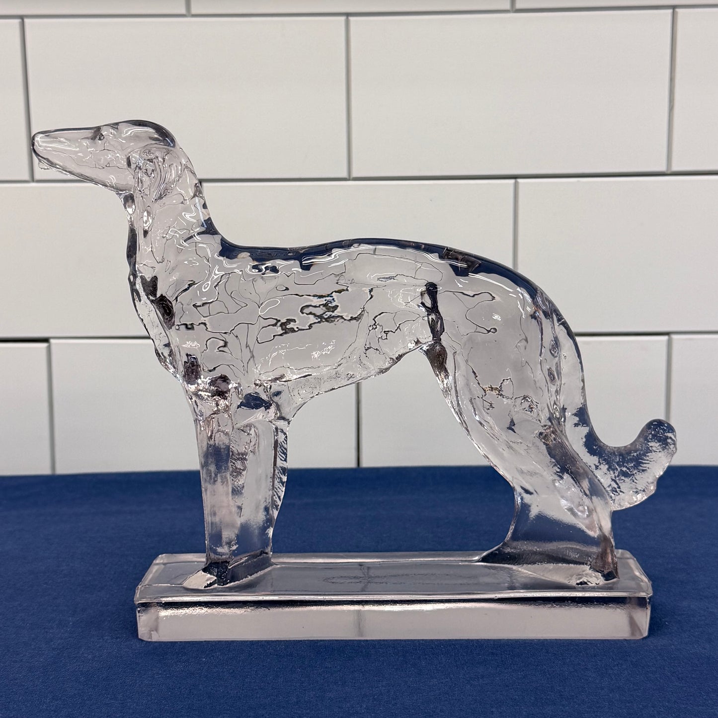 Viking Glass Borzoi Wolfhound Figurine Art Glass Dog Statue