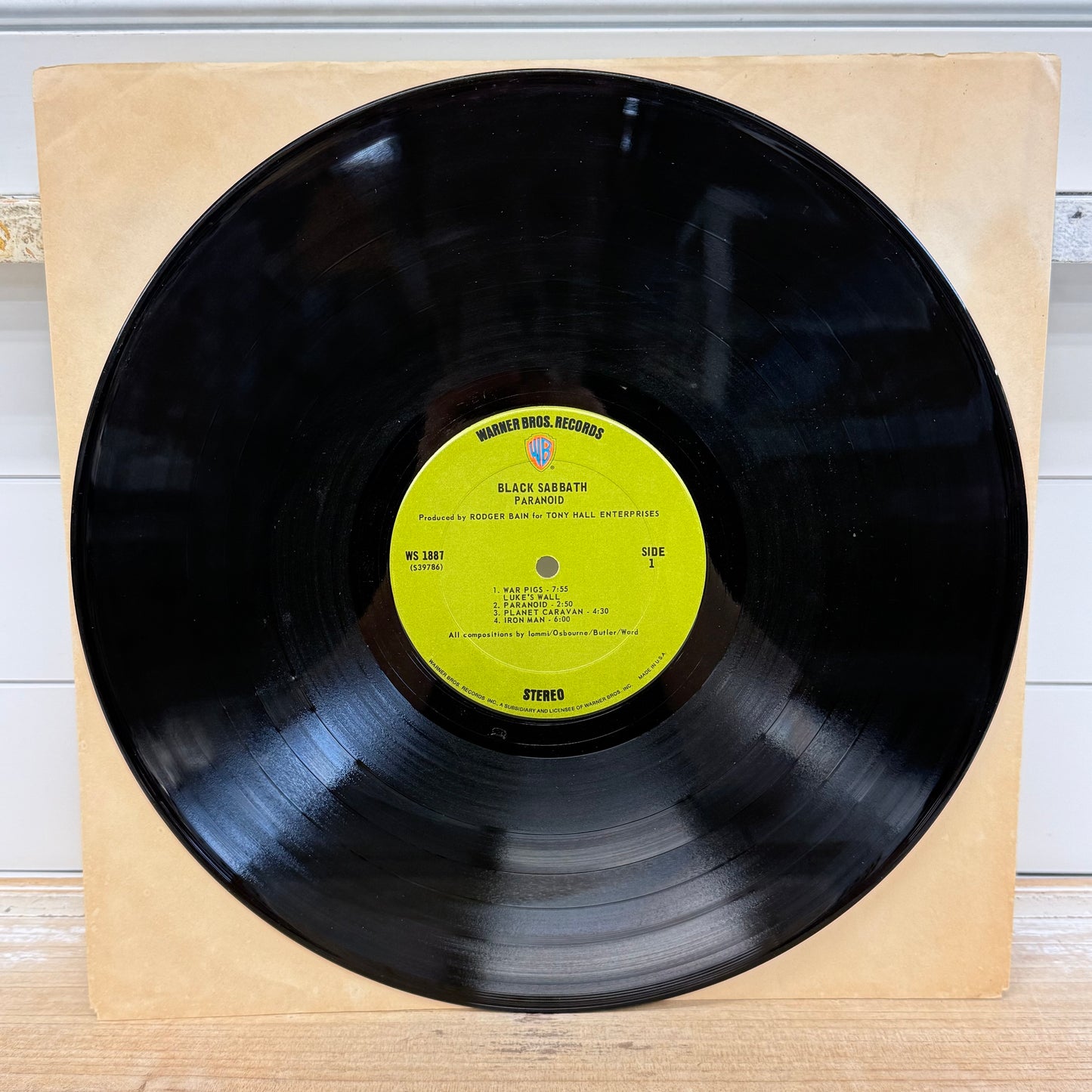 Black Sabbath Paranoid Rare Vinyl Record LP 1970 #WS 1887