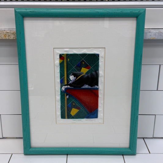 Beatty Fehling Lazy Feet Signed Framed Etching Cat Art Print