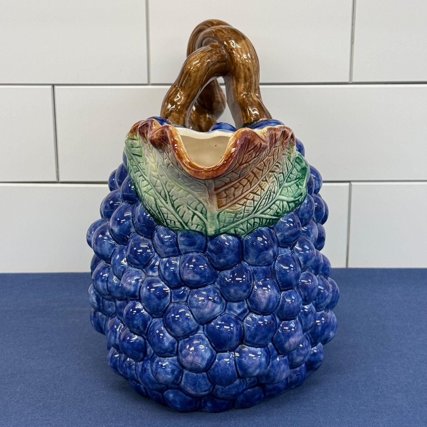 Fitz Floyd Grape Ceramic Pitcher 1988 1.5 Quart Vintage