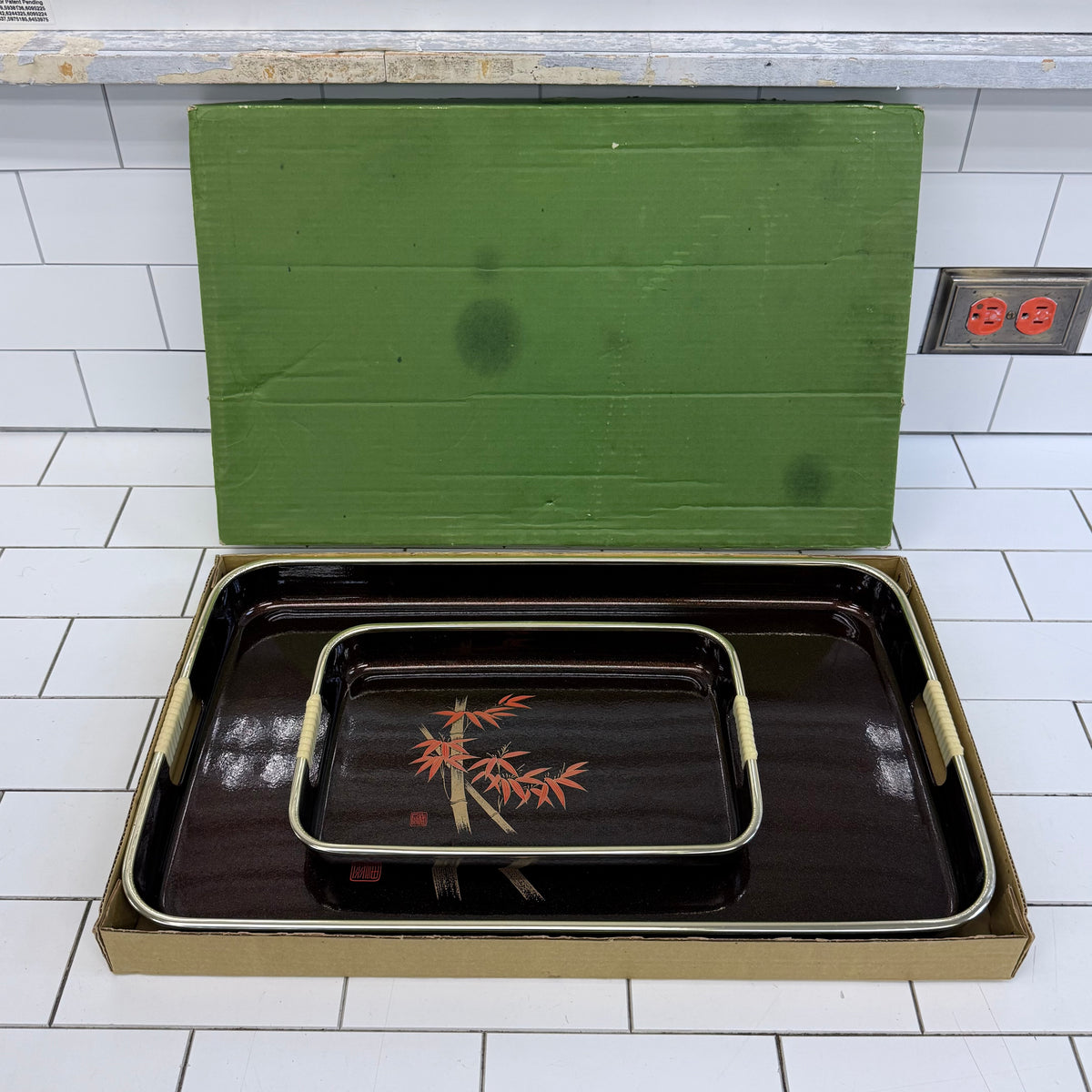Japanese Style Bamboo Serving Trays Set of 2