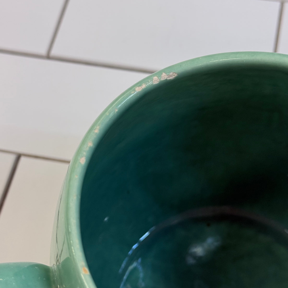 Russel Wright Style Seafoam Green Ceramic Covered Pitcher