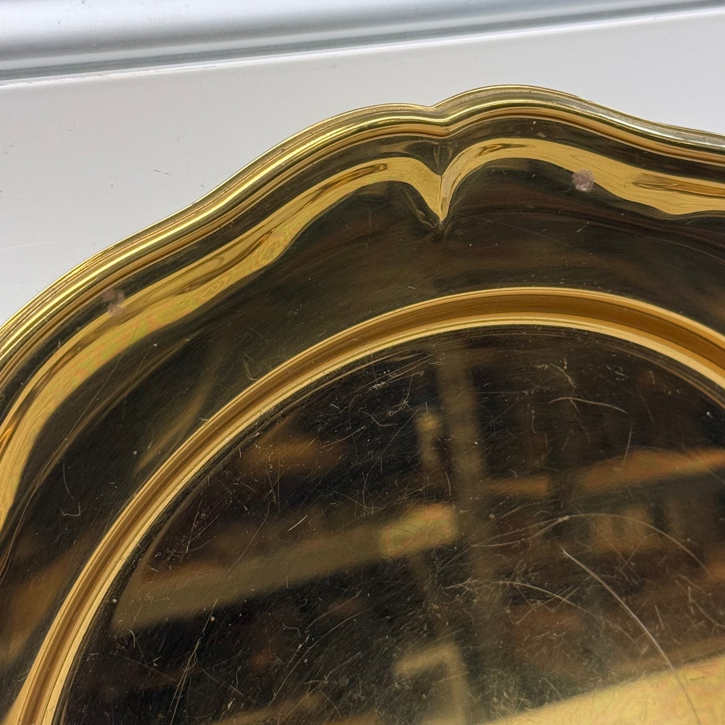 Seiden Brass Scalloped Serving Tray Hollywood Regency