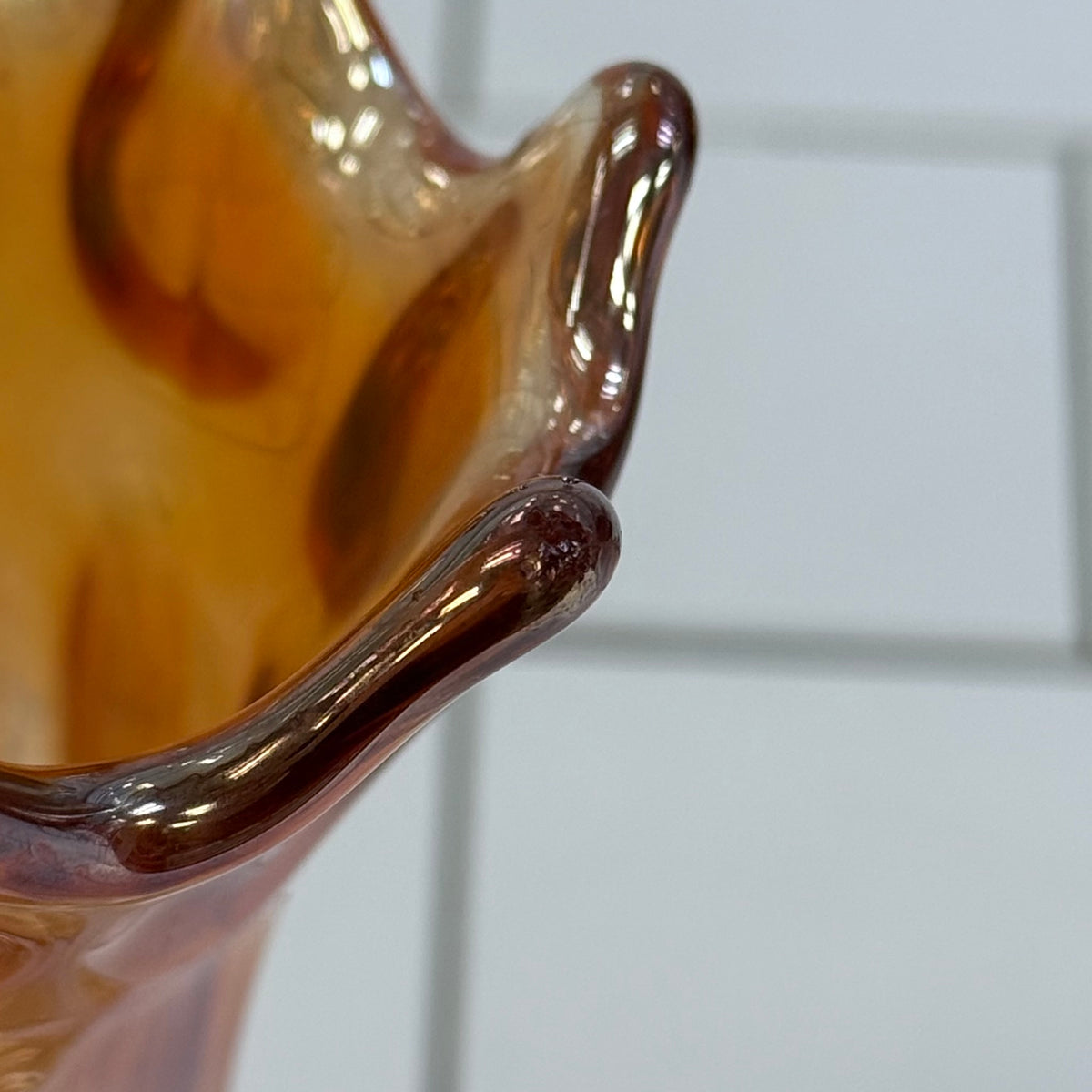 Fenton Long Thumbprint Marigold Carnival Glass Vase c. 1910