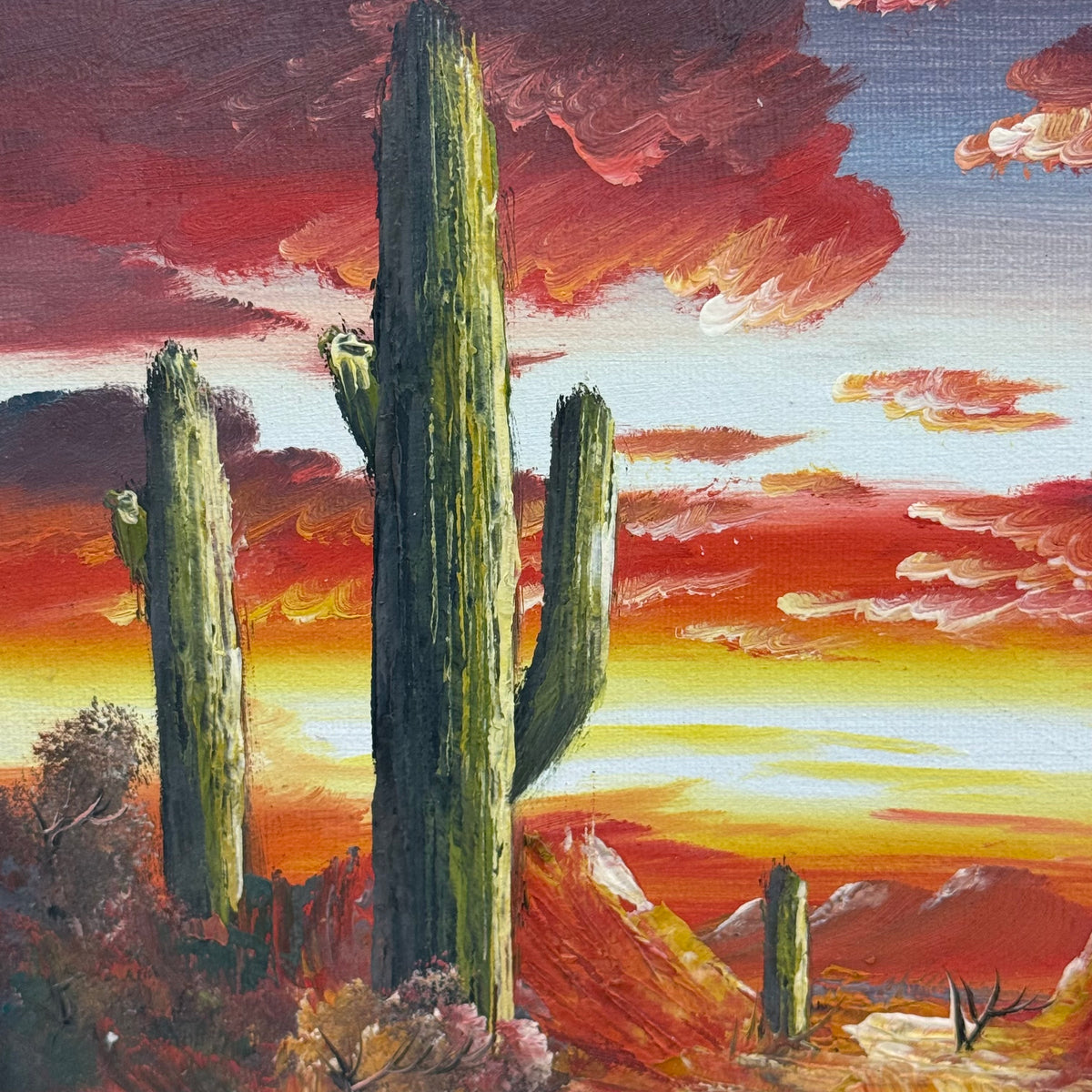 Original Oil Painting Southwestern Desert Sunset Signed