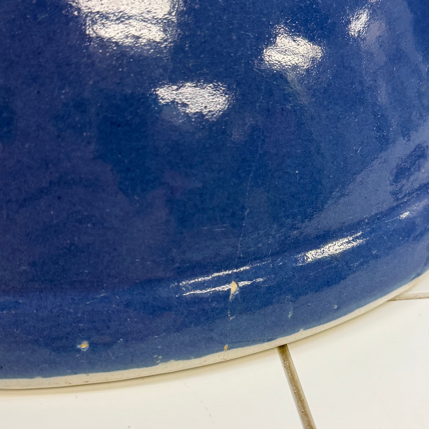 Blue White Stoneware Farmhouse Mixing Bowl 1950s