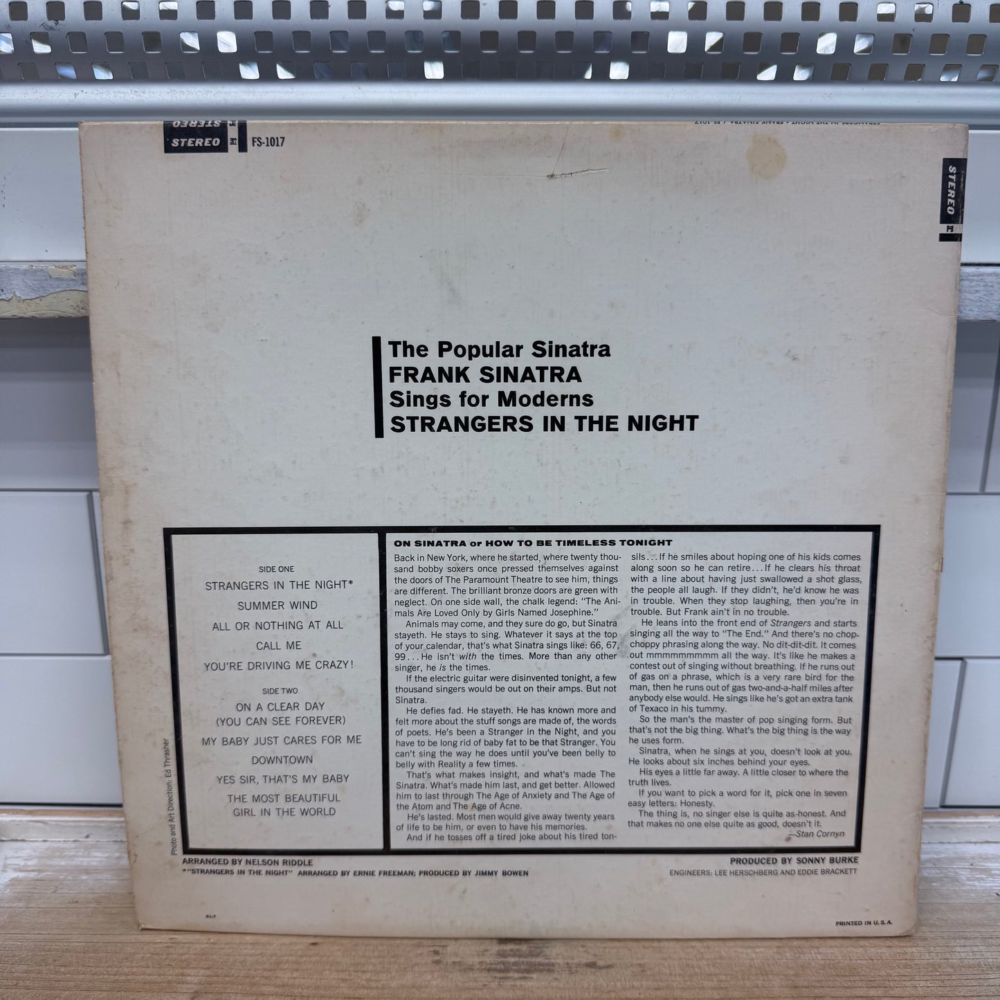 Frank Sinatra Strangers in the Night Vinyl Record 1966 #FS 1017