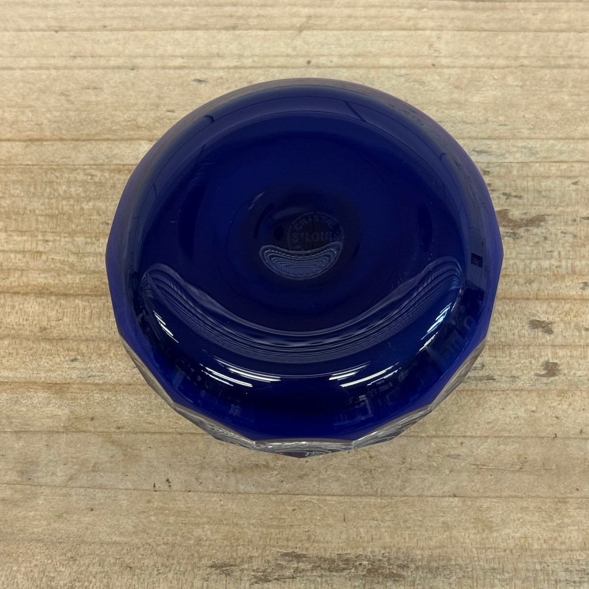 Saint-Louis Cobalt Blue Crystal Floral Paperweight France