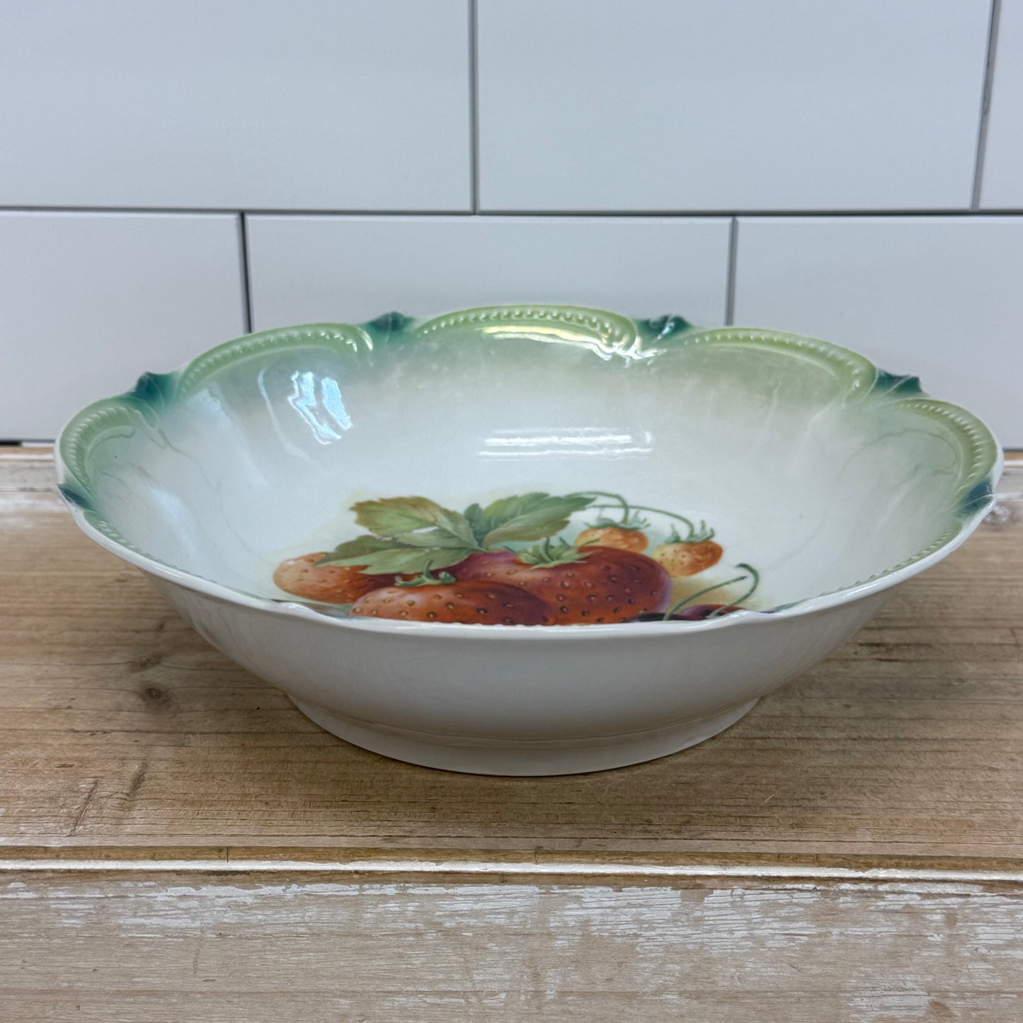 German Hand Painted Fruit Porcelain Serving Bowl