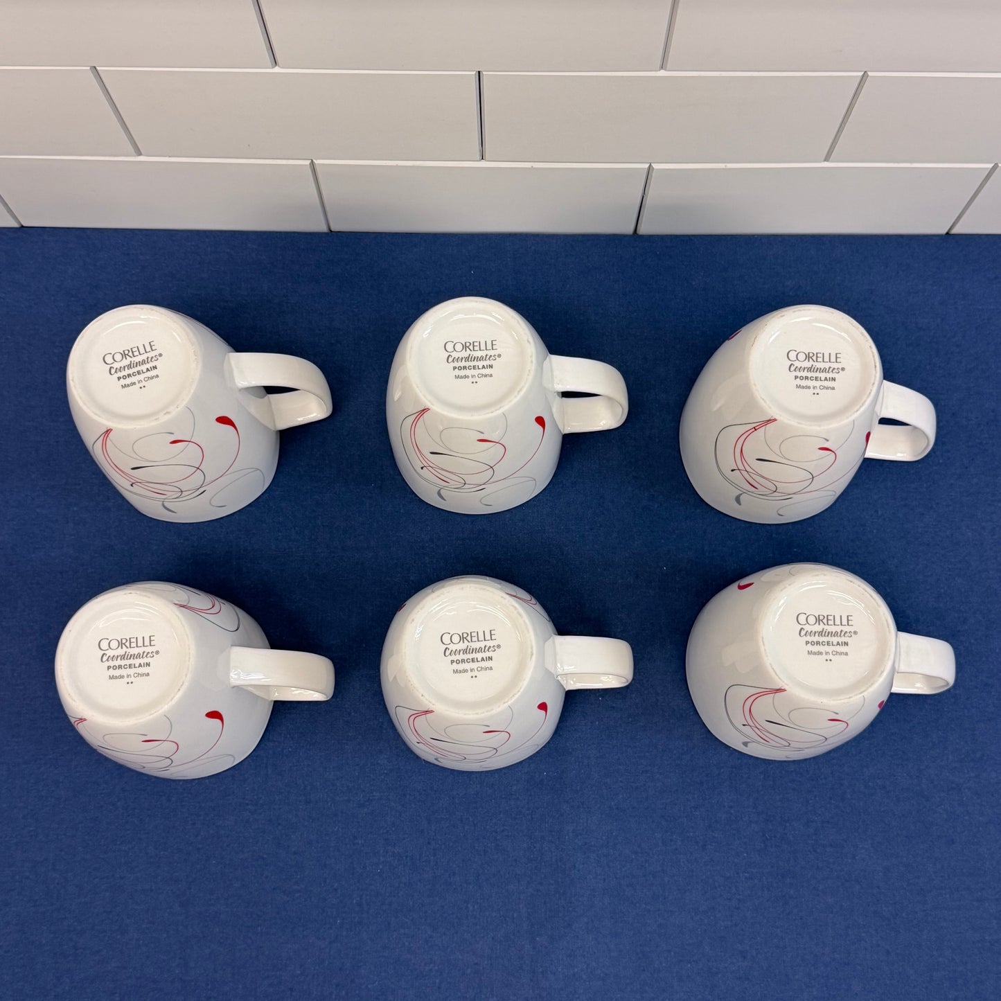 Corelle Coordinates Splendor Mugs Set of 6 Retro